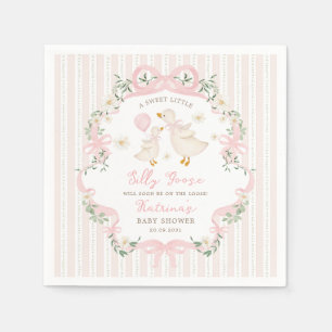 Preppy Roze Dwaas Ganzenboog Bloemen Baby Shower Servet