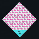 Preppy Roze en Aqua Whales Monogram Huisdier Bandana<br><div class="desc">Deze schattige hondenbandana heeft preppy roze en aqua walvissen op wit. Personaliseer het bijpassende aqua monogram met uw keuze van initiaal.</div>