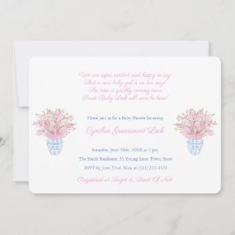 Preppy roze en blauw klein meisje Baby shower Part Kaart
