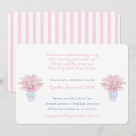 Preppy roze en blauw klein meisje Baby shower Part Kaart