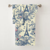 Preppy Roze en Blauw Parijse Eiffeltoren Toile Bad Handdoek (Insitu)