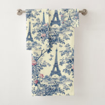 Preppy Roze en Blauw Parijse Eiffeltoren Toile