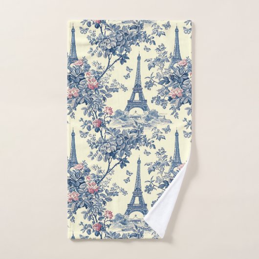 Preppy Roze en Blauw Parijse Eiffeltoren Toile Bad Handdoek (Handdoek)