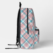 Preppy Roze en Blauw Plaid Bedrukte Rugzak (Links)