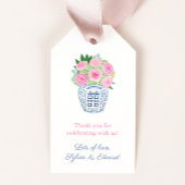 Preppy roze en blauw tuin Rozen bruiloft douche Cadeaulabel