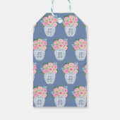 Preppy roze en blauw tuin Rozen bruiloft douche Cadeaulabel (Achterkant)