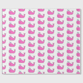 Preppy roze en blauwe walvissen cadeaupapier (Vlak)