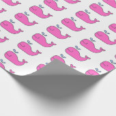 Preppy roze en blauwe walvissen cadeaupapier (Hoek)
