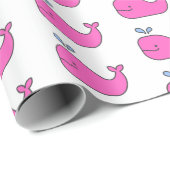 Preppy roze en blauwe walvissen cadeaupapier (Rol Hoek)