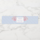 Preppy roze en Blue Chinoiserie Wedding Waterfles Etiket (Enkel label)
