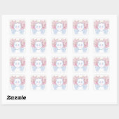 Preppy roze en Blue Wedding Monogram Crest Square Vierkante Sticker (Vel)