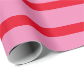 Preppy roze en Bright Red Stripes Patroon Cadeaupapier (Rol Hoek)