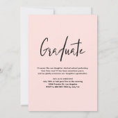 Preppy Roze en Gouden Glitter Foto Afstuderen Kaart (Achterkant)