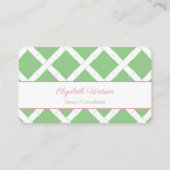 Preppy roze en Green Bamboo Trellis Visitekaartje (Voorkant)