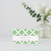 Preppy roze en Green Bamboo Trellis Visitekaartje (Staand voorkant)