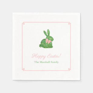 Preppy roze en Green Easter Bunny Brunch Party Servet