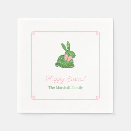 Preppy roze en Green Easter Bunny Brunch Party Servet (Voorkant)