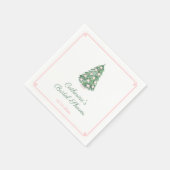 Preppy roze en Green Feestdagen Tree Weddenron Servet (Hoek)