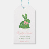 Preppy roze en Green Topiary Bunny Easter Shower Cadeaulabel (Voorkant)