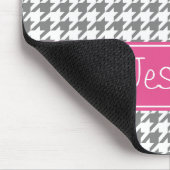Preppy Roze en Grijs Houndstooth Persoonlijk Muismat (Hoek)