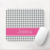 Preppy Roze en Grijs Houndstooth Persoonlijk Muismat (Met muis)