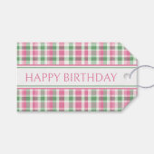 Preppy Roze en Groen Geplakt Gepersonaliseerd Cadeaulabel (Voorkant (Horizontaal))