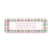 Preppy Roze en Groen Geplakt Gepersonaliseerd Etiket (Voorkant)