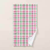 Preppy roze en groen geplakt monogram bad handdoek (Handdoek)