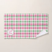 Preppy roze en groen geplakt monogram bad handdoek (Handdoek)
