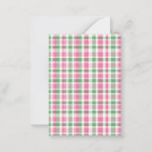 Preppy roze en groen geplakt monogram notitiekaartje (Achterkant)