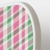 Preppy roze en groen geplakt monogram pickleball paddle (Links Detail)