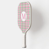Preppy roze en groen geplakt monogram pickleball paddle (Links)