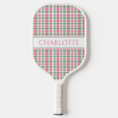 Preppy roze en groen geplakt monogram pickleball paddle (Achterkant)