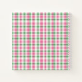 Preppy Roze en Groen Geruit Monogram Notitieboek (Achterkant)