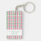 Preppy Roze en Groen Geruit Monogram Sleutelhanger (achterkant)