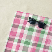 Preppy Roze en Groen Geruit Monogram Strandlaken (In situ)