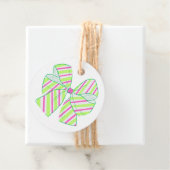 Preppy Roze en Groen Gestreepte Bogen Bedankjes Labels (In situ)