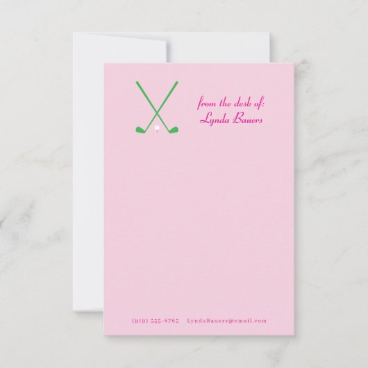 Preppy Roze en Groen Golf Stationery Note Kaart (Voorkant)