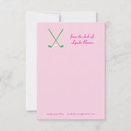 Preppy Roze en Groen Golf Stationery Note Kaart