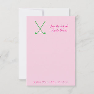 Preppy Roze en Groen Golf Stationery Note Kaart