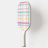Preppy Roze en Groen Groot geruite Pickleball Paddle (Links)