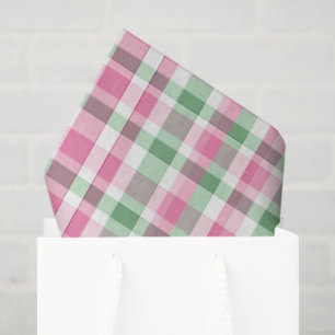 Preppy Roze en Groen Karo Tissuepapier