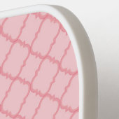 Preppy Roze en Groen Monogram Vierkante folie Pickleball Paddle (Links Detail)