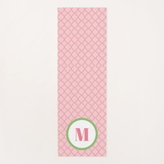 Preppy Roze en Groen Monogram Vierkante folie Yogamat (Voorkant)