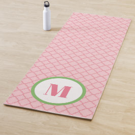 Preppy Roze en Groen Monogram Vierkante folie Yogamat