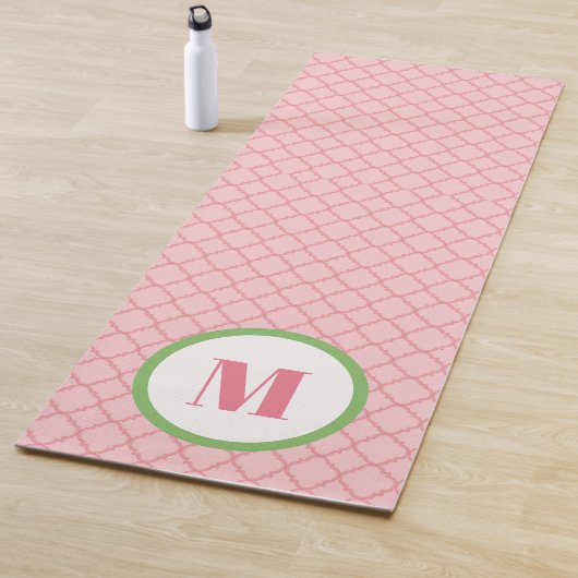 Preppy Roze en Groen Monogram Vierkante folie Yogamat (In situ)