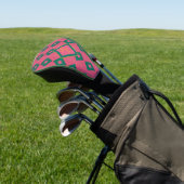 Preppy Roze en Groen Monogrammed Diamant Motief Golfheadcover (Insitu)