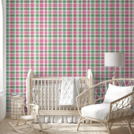Preppy Roze en Groen Plaid Behang