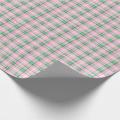 Preppy Roze en Groen Plaid Cadeaupapier (Hoek)