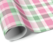 Preppy Roze en Groen Plaid Cadeaupapier (Rol Hoek)
